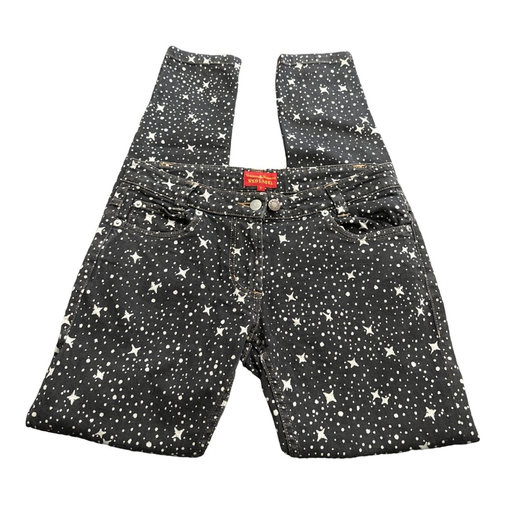 VIVIENNE WESTWOOD RED LABEL womens grey/white milky way star skinny jeans, 2.